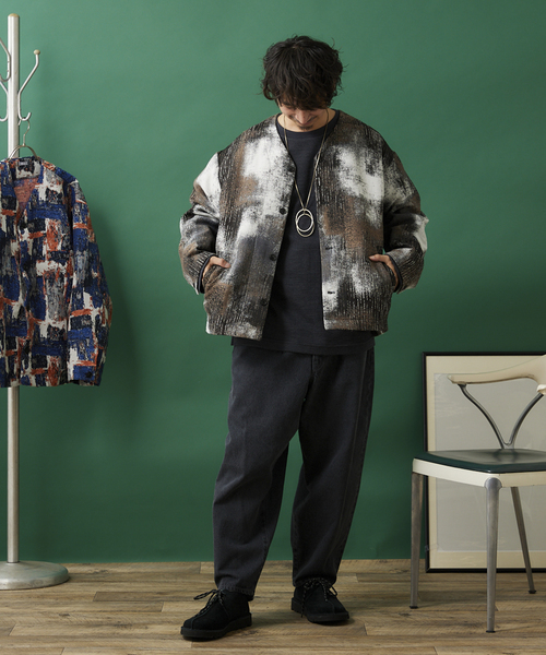 JOURNAL STANDARD relume（ジャーナルスタンダード　レリューム）の「ゴブラン風 カーディガンジャケット（ノーカラージャケット・メンズ・ブラック/ネイビー/ライトグリーン・MEDIUM/LARGE）」の6枚目の写真