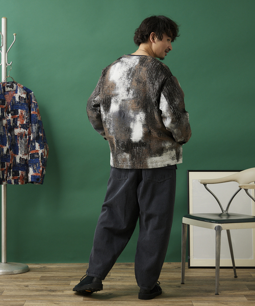 JOURNAL STANDARD relume（ジャーナルスタンダード　レリューム）の「ゴブラン風 カーディガンジャケット（ノーカラージャケット・メンズ・ブラック/ネイビー/ライトグリーン・MEDIUM/LARGE）」の4枚目の写真