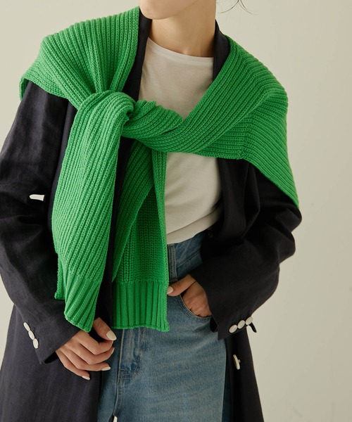 PAPILLONNER（パピヨネ）の「掛けカーデ/PAPILLONNER/パピヨネ（ストール/ショール・レディース・ライトグレー/ネイビー/グリーン・FREE）」の3枚目の写真