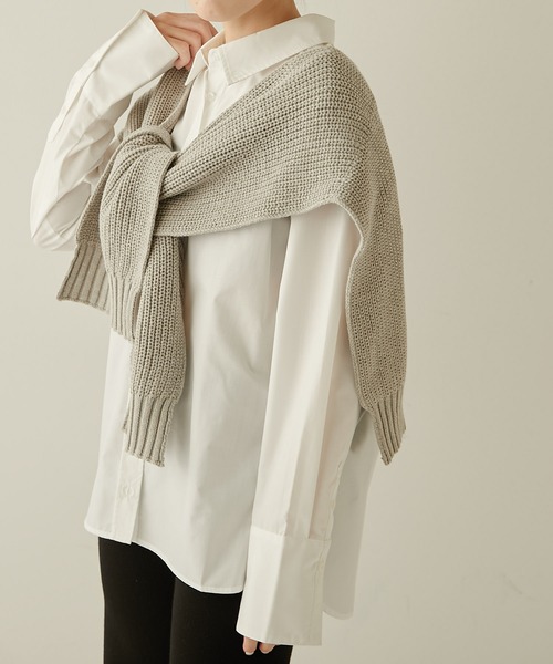 PAPILLONNER（パピヨネ）の「掛けカーデ/PAPILLONNER/パピヨネ（ストール/ショール・レディース・ライトグレー/ネイビー/グリーン・FREE）」の7枚目の写真