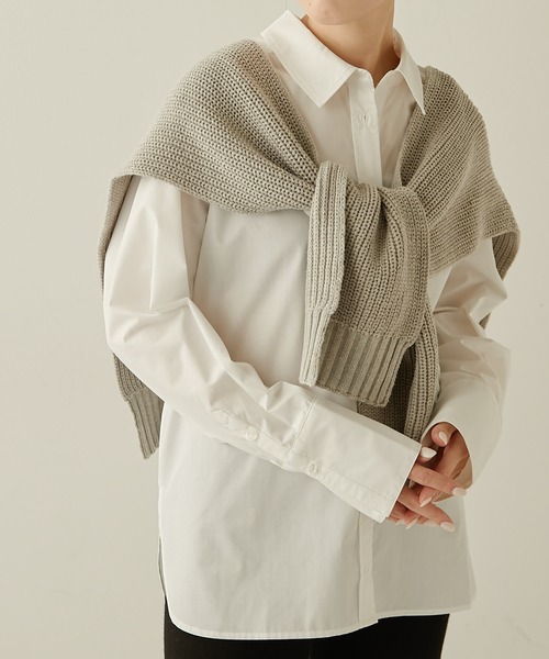 PAPILLONNER（パピヨネ）の「掛けカーデ/PAPILLONNER/パピヨネ（ストール/ショール・レディース・ライトグレー/ネイビー/グリーン・FREE）」の5枚目の写真