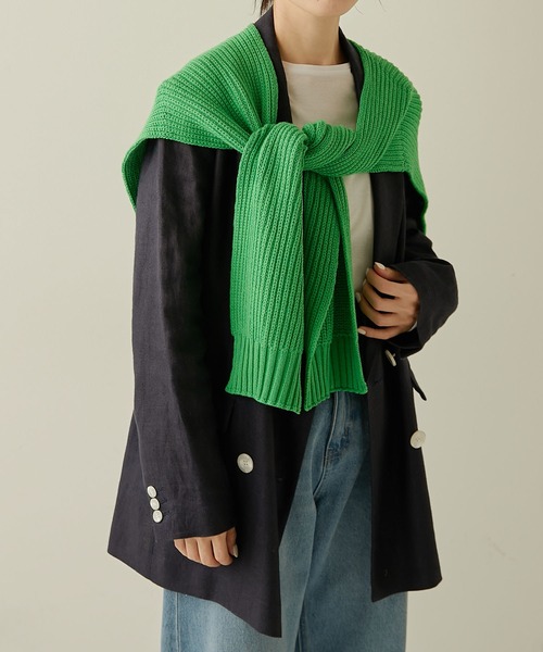 PAPILLONNER（パピヨネ）の「掛けカーデ/PAPILLONNER/パピヨネ（ストール/ショール・レディース・ライトグレー/ネイビー/グリーン・FREE）」の12枚目の写真