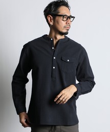 The DUFFER of ST.GEORGE | SUCKER STRIPE NO COLLAR SH：サッカーストライプ ノーカラーシャツ(シャツ/ブラウス)