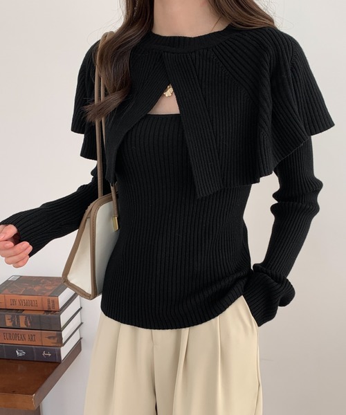 ABITOKYO(アビトーキョー)の「ケープデザインニットプルオーバー(ニット/セーター・レディース・ブラック/アイボリー/キャメル/ブラウン・FREE)」の8枚目の写真