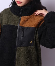 KANGOL ハイネックパッチポケット付きボアZIPジャケット