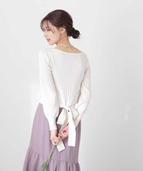 PROPORTION BODY DRESSING(プロポーションボディドレッシング)の「バックリボンショートニット / 1213170306(ニット/セーター・レディース・オフホワイト/イエロー/カーキ・MEDIUM/SMALL)」の1枚目の写真