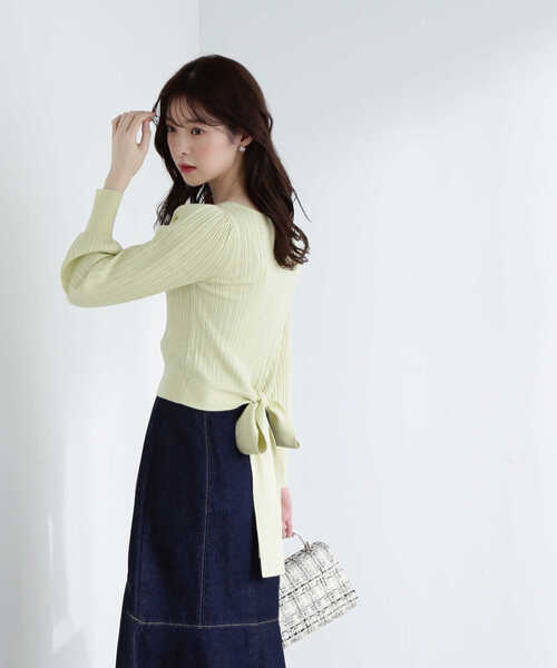 PROPORTION BODY DRESSING(プロポーションボディドレッシング)の「バックリボンショートニット / 1213170306(ニット/セーター・レディース・オフホワイト/イエロー/カーキ・MEDIUM/SMALL)」の3枚目の写真