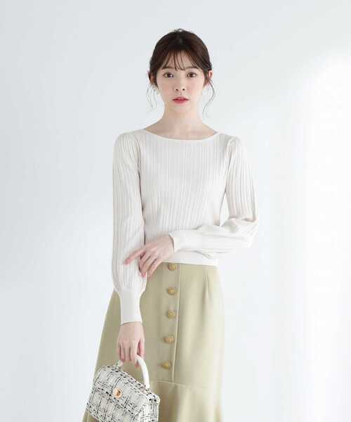 PROPORTION BODY DRESSING(プロポーションボディドレッシング)の「バックリボンショートニット / 1213170306(ニット/セーター・レディース・オフホワイト/イエロー/カーキ・MEDIUM/SMALL)」の9枚目の写真