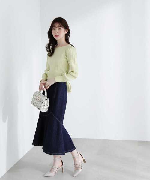 PROPORTION BODY DRESSING(プロポーションボディドレッシング)の「バックリボンショートニット / 1213170306(ニット/セーター・レディース・オフホワイト/イエロー/カーキ・MEDIUM/SMALL)」の8枚目の写真