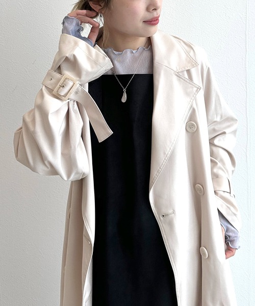 w closet（ダブルクローゼット）の「ベルト付ツイルトレンチコート（トレンチコート・レディース・ライトベージュ/キナリ・FREE）」の5枚目の写真