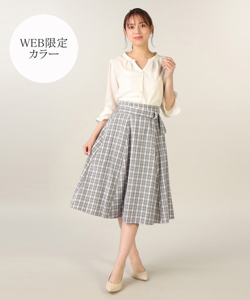 LAISSE PASSE（レッセパッセ）の「チェックフレアースカート（スカート・レディース・ベージュ/ブラック・SMALL/LARGE/MEDIUM/X-SMALL）」の2枚目の写真