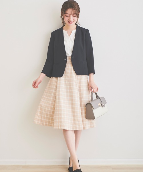 LAISSE PASSE（レッセパッセ）の「チェックフレアースカート（スカート・レディース・ベージュ/ブラック・SMALL/LARGE/MEDIUM/X-SMALL）」の3枚目の写真