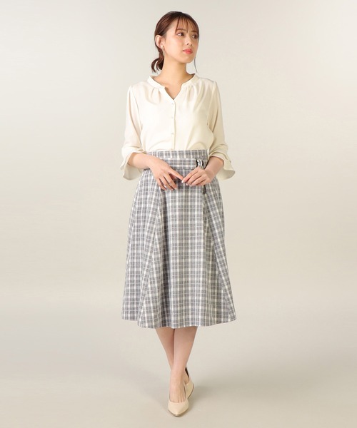 LAISSE PASSE（レッセパッセ）の「チェックフレアースカート（スカート・レディース・ベージュ/ブラック・SMALL/LARGE/MEDIUM/X-SMALL）」の7枚目の写真