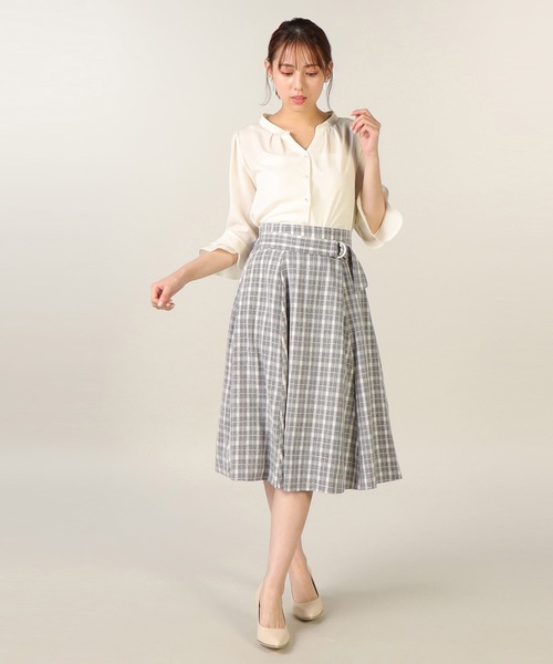LAISSE PASSE（レッセパッセ）の「チェックフレアースカート（スカート・レディース・ベージュ/ブラック・SMALL/LARGE/MEDIUM/X-SMALL）」の14枚目の写真