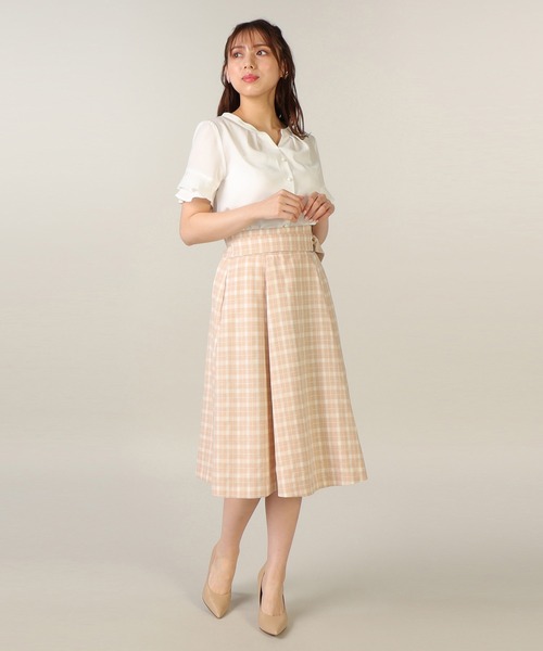 LAISSE PASSE（レッセパッセ）の「チェックフレアースカート（スカート・レディース・ベージュ/ブラック・SMALL/LARGE/MEDIUM/X-SMALL）」の15枚目の写真