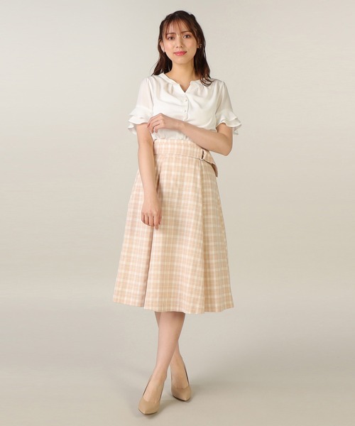 LAISSE PASSE（レッセパッセ）の「チェックフレアースカート（スカート・レディース・ベージュ/ブラック・SMALL/LARGE/MEDIUM/X-SMALL）」の16枚目の写真