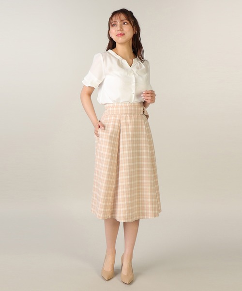 LAISSE PASSE（レッセパッセ）の「チェックフレアースカート（スカート・レディース・ベージュ/ブラック・SMALL/LARGE/MEDIUM/X-SMALL）」の6枚目の写真