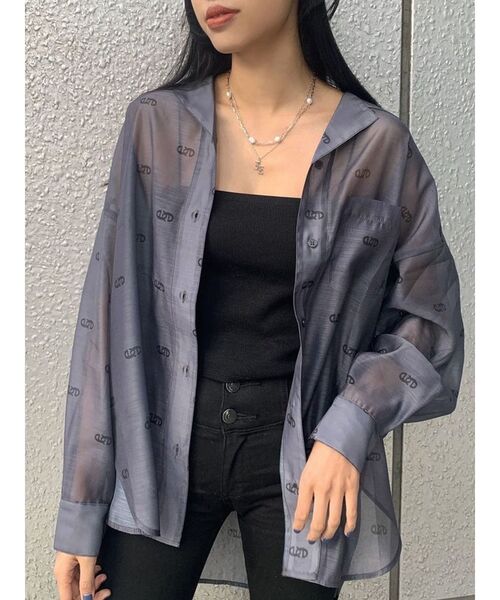 EMODA（エモダ）の「クロスeエアリーシャツ（シャツ/ブラウス・レディース・ホワイト/ブラック・FREE）」の2枚目の写真