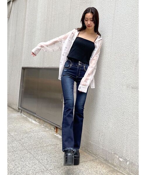 超美品！EMODA クロスエアリーシャツ グレー EMODA（エモダ）の「クロスeエアリーシャツ（シャツ/ブラウス