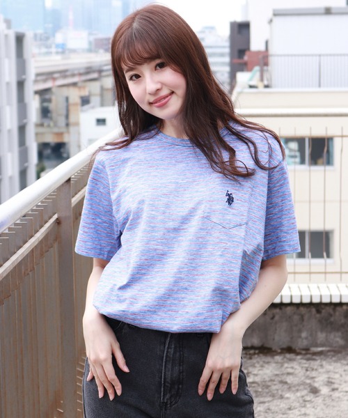 U.S. POLO ASSN.(ユーエスポロアッスン)の「U.S POLO ASSN. ユーエスポロアッスン クルー ビッグサイズ ボーダー柄 半袖Tシャツ ポケット付(Tシャツ/カットソー・メンズ・ブルー系その他/ブルー/イエロー・L/XL/M)」の5枚目の写真