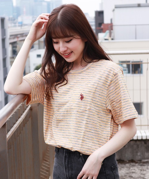 U.S. POLO ASSN.(ユーエスポロアッスン)の「U.S POLO ASSN. ユーエスポロアッスン クルー ビッグサイズ ボーダー柄 半袖Tシャツ ポケット付(Tシャツ/カットソー・メンズ・ブルー系その他/ブルー/イエロー・L/XL/M)」の8枚目の写真