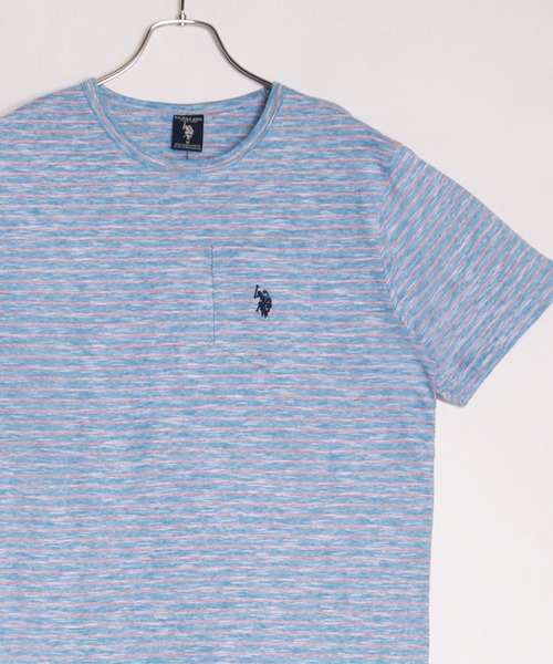 U.S. POLO ASSN.(ユーエスポロアッスン)の「U.S POLO ASSN. ユーエスポロアッスン クルー ビッグサイズ ボーダー柄 半袖Tシャツ ポケット付(Tシャツ/カットソー・メンズ・ブルー系その他/ブルー/イエロー・L/XL/M)」の10枚目の写真