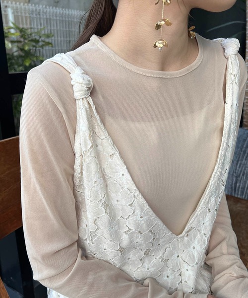 CAPRICIEUX LE'MAGE（カプリシューレマージュ）の「〈AgAwd/アガウド〉レースコンビネゾン（サロペット/オーバーオール・レディース・オフホワイト/ブラック・FREE）」の6枚目の写真