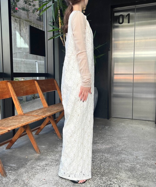 CAPRICIEUX LE'MAGE（カプリシューレマージュ）の「〈AgAwd/アガウド〉レースコンビネゾン（サロペット/オーバーオール・レディース・オフホワイト/ブラック・FREE）」の8枚目の写真