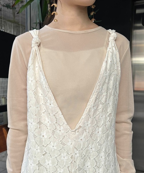 CAPRICIEUX LE'MAGE（カプリシューレマージュ）の「〈AgAwd/アガウド〉レースコンビネゾン（サロペット/オーバーオール・レディース・オフホワイト/ブラック・FREE）」の5枚目の写真