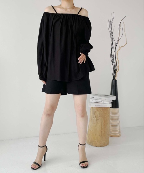 Meli rich（メリーリッチ）の「【セットアップ対応】コットンリネンセンタープレスハーフパンツ（その他パンツ・レディース・アイボリー/ブラック/ブラウン/ベージュ・MEDIUM）」の18枚目の写真