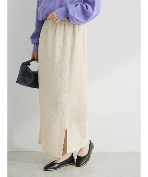 RAY CASSIN FAVORI（レイカズンフェバリ）の「・RAY　CASSIN　フクレジャカードナロースカート（スカート・レディース・ラベンダー/ブラック/アイボリー・FREE）」の4枚目の写真