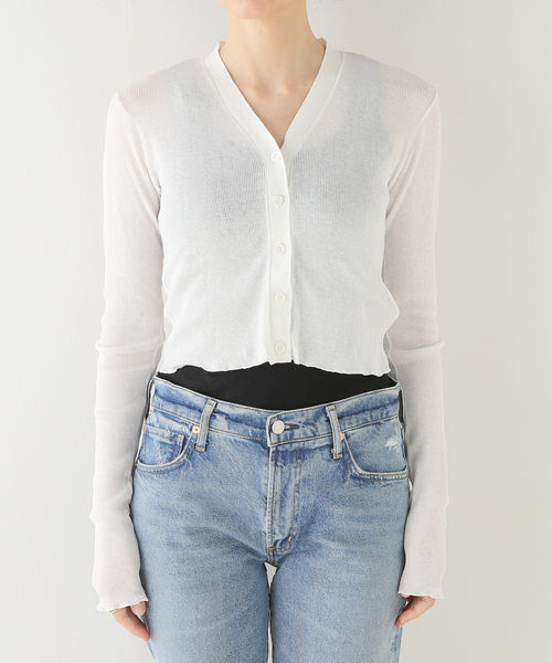 plage（プラージュ）の「【R’IAM】シアーショートカーディガン（カーディガン/ボレロ・レディース・ブラック/ホワイト・FREE）」の8枚目の写真