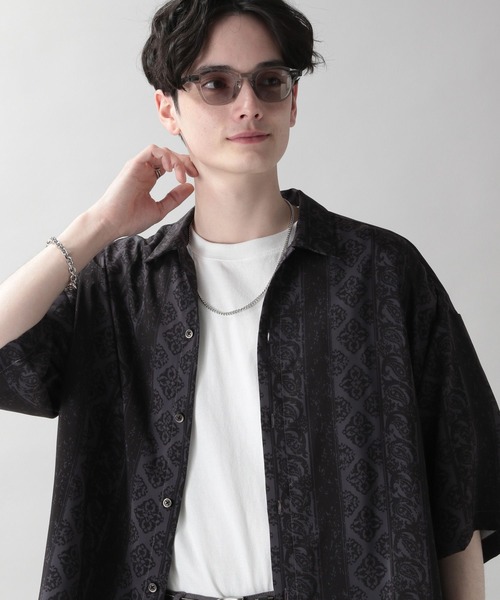 RAGEBLUE（レイジブルー）の「レトロ総柄プリントシャツ（シャツ/ブラウス・メンズ・ブラック/ホワイト系その他/ブラック系その他/ブラウン系その他/グリーン系その他/ベージュ/グリーン/ブラック系その他7・LARGE/MEDIUM）」の15枚目の写真