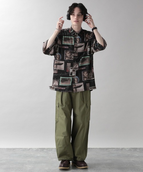 RAGEBLUE（レイジブルー）の「レトロ総柄プリントシャツ（シャツ/ブラウス・メンズ・ブラック/ホワイト系その他/ブラック系その他/ブラウン系その他/グリーン系その他/ベージュ/グリーン/ブラック系その他7・LARGE/MEDIUM）」の16枚目の写真