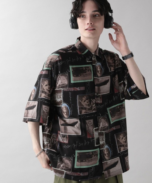 RAGEBLUE（レイジブルー）の「レトロ総柄プリントシャツ（シャツ/ブラウス・メンズ・ブラック/ホワイト系その他/ブラック系その他/ブラウン系その他/グリーン系その他/ベージュ/グリーン/ブラック系その他7・LARGE/MEDIUM）」の21枚目の写真