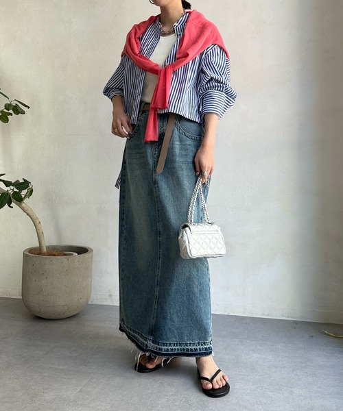 DouDou（ドゥドゥ）の「デニムタイトスカート（デニムスカート・レディース・ブルー・36/38）」の4枚目の写真