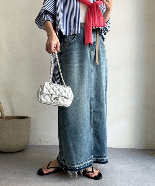 DouDou（ドゥドゥ）の「デニムタイトスカート（デニムスカート・レディース・ブルー・36/38）」の8枚目の写真