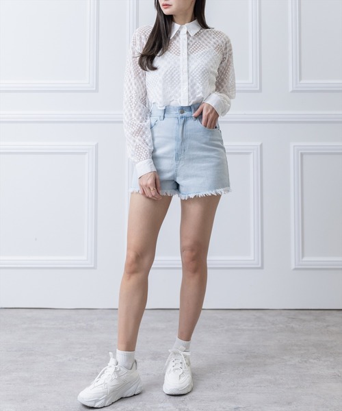 clear(クリア)の「デニムフリンジショートパンツ(デニムパンツ・レディース・ブラック/ライトブルー・S/M)」の15枚目の写真