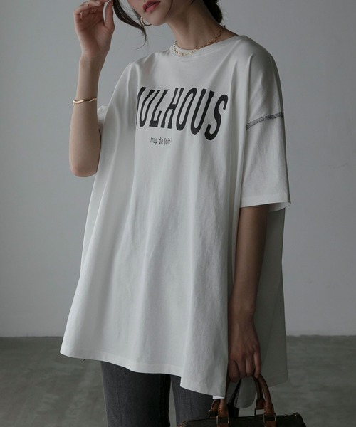 Anss.me(アンスミー)の「【Anss.me】配色アウトロックエンブレムカレッジプリントTシャツ(Tシャツ/カットソー・レディース・ホワイト系1/ホワイト系2/グレー系2/アイボリー系2/アイボリー系1/ネイビー系1/ブラック系1・FREE)」の2枚目の写真