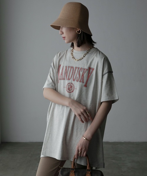 Anss.me(アンスミー)の「【Anss.me】配色アウトロックエンブレムカレッジプリントTシャツ(Tシャツ/カットソー・レディース・ホワイト系1/ホワイト系2/グレー系2/アイボリー系2/アイボリー系1/ネイビー系1/ブラック系1・FREE)」の5枚目の写真