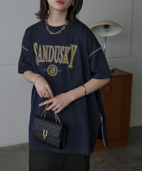 Anss.me(アンスミー)の「【Anss.me】配色アウトロックエンブレムカレッジプリントTシャツ(Tシャツ/カットソー・レディース・ホワイト系1/ホワイト系2/グレー系2/アイボリー系2/アイボリー系1/ネイビー系1/ブラック系1・FREE)」の7枚目の写真