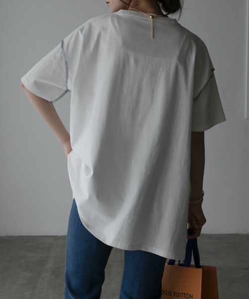 Anss.me(アンスミー)の「【Anss.me】配色アウトロックエンブレムカレッジプリントTシャツ(Tシャツ/カットソー・レディース・ホワイト系1/ホワイト系2/グレー系2/アイボリー系2/アイボリー系1/ネイビー系1/ブラック系1・FREE)」の15枚目の写真