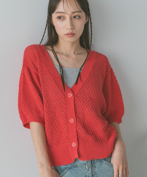 VANNIE U(ヴァニーユー)の「ぽこぽこニットカーディガン/前後2WAY(カーディガン/ボレロ・レディース・ブラック/レッド/アイボリー・FREE)」の19枚目の写真
