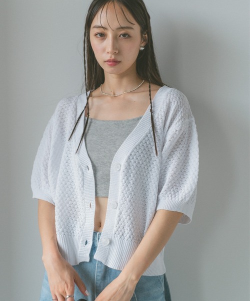 VANNIE U(ヴァニーユー)の「ぽこぽこニットカーディガン/前後2WAY(カーディガン/ボレロ・レディース・ブラック/レッド/アイボリー・FREE)」の12枚目の写真