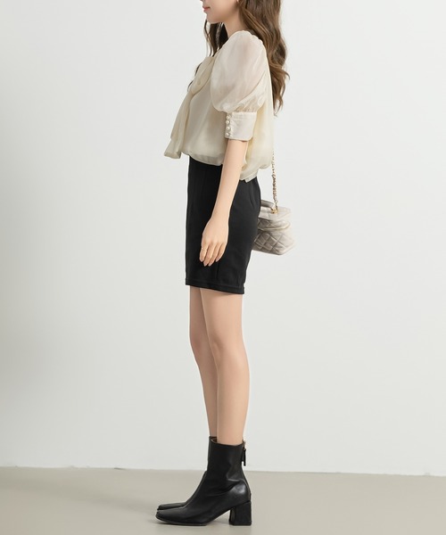 DAY CLOSET(デイ クローゼット)の「レディース 半袖ボウタイリボンシアーシフォンブラウス(シャツ/ブラウス・レディース・アイボリー・S/L/M)」の10枚目の写真