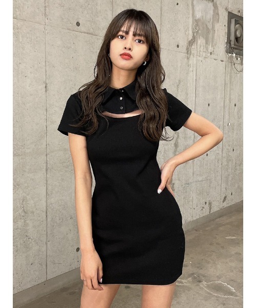ENVYM(アンビー)の「リブポロネックワンピース(ワンピース・レディース・ブラック/グレー・FREE)」の10枚目の写真