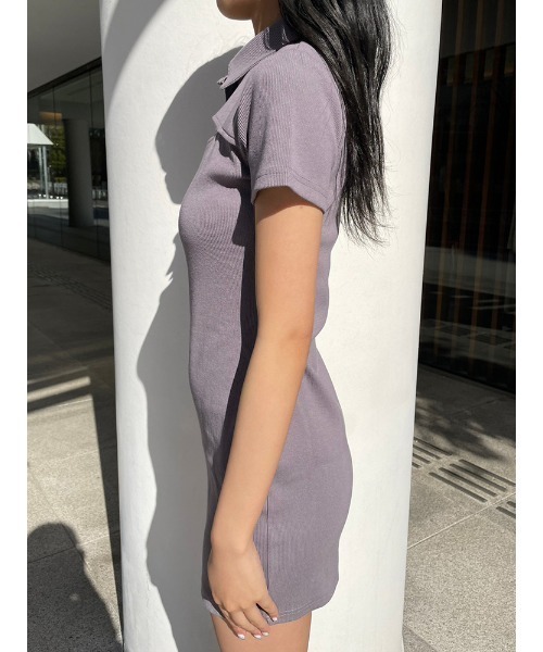 ENVYM(アンビー)の「リブポロネックワンピース(ワンピース・レディース・ブラック/グレー・FREE)」の13枚目の写真