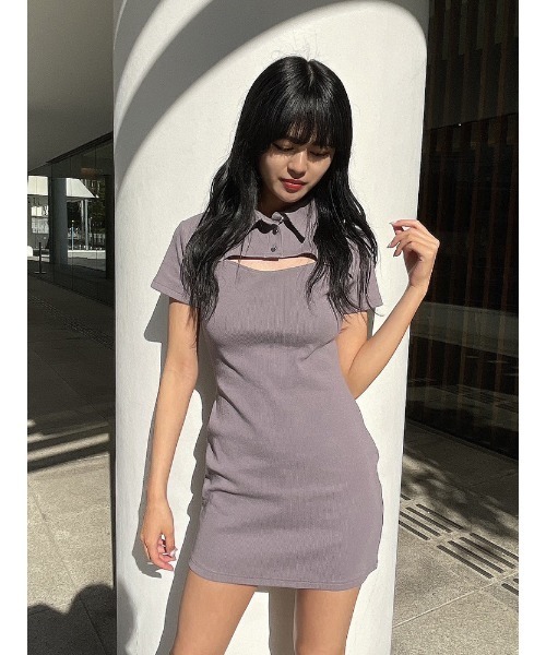 ENVYM(アンビー)の「リブポロネックワンピース(ワンピース・レディース・ブラック/グレー・FREE)」の18枚目の写真
