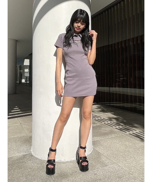 ENVYM(アンビー)の「リブポロネックワンピース(ワンピース・レディース・ブラック/グレー・FREE)」の16枚目の写真