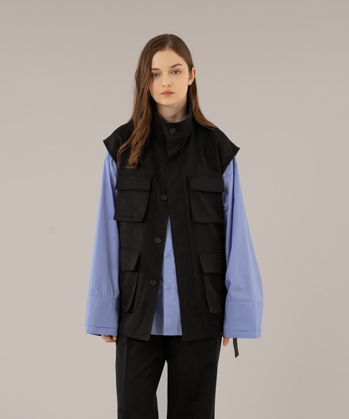 selle glant(セレグランテ)の「STAND NECK MILLITARY GILET/スタンドネックミリタリージレ(ベスト・メンズ・ダークグリーン/ブラック・SMALL/MEDIUM/LARGE)」の2枚目の写真